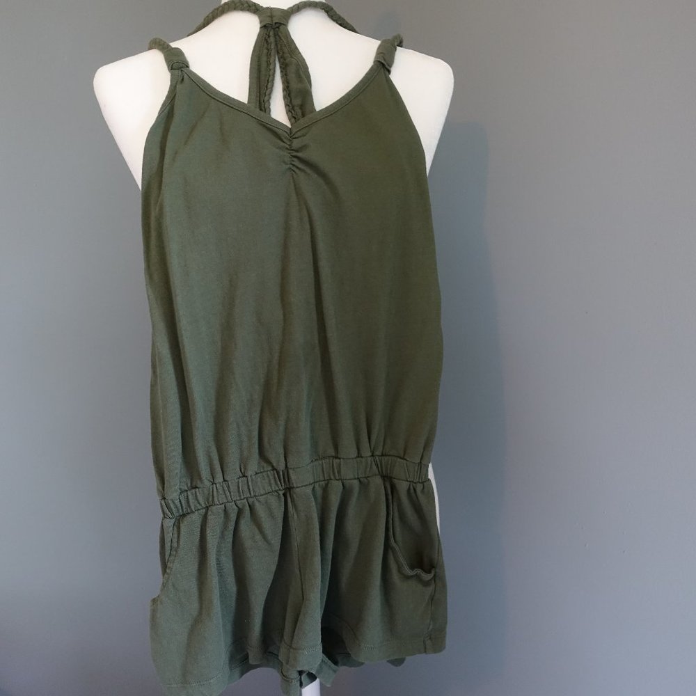 Wet Seal Army Green Romper w/ Key hole Back